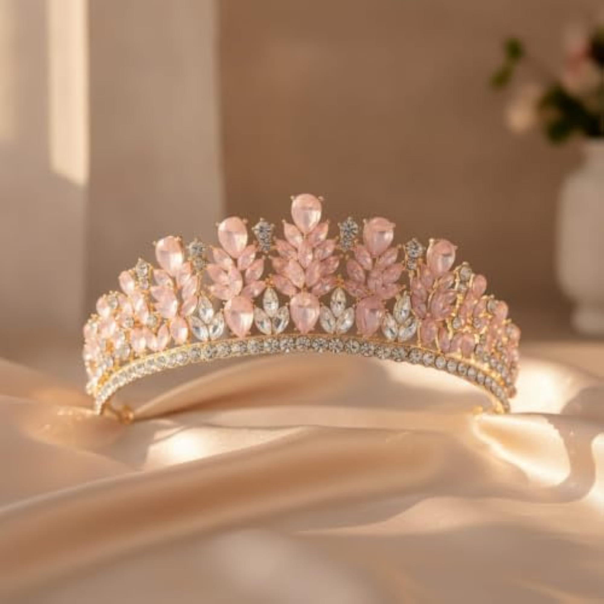 Elegant Rhinestone Floral Tiara, Bridal Hair Accessory